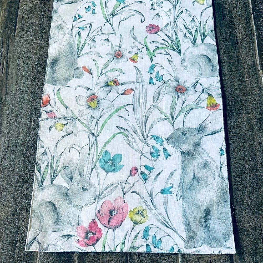 Easter Bunny Spring Floral Botanical Table Runner